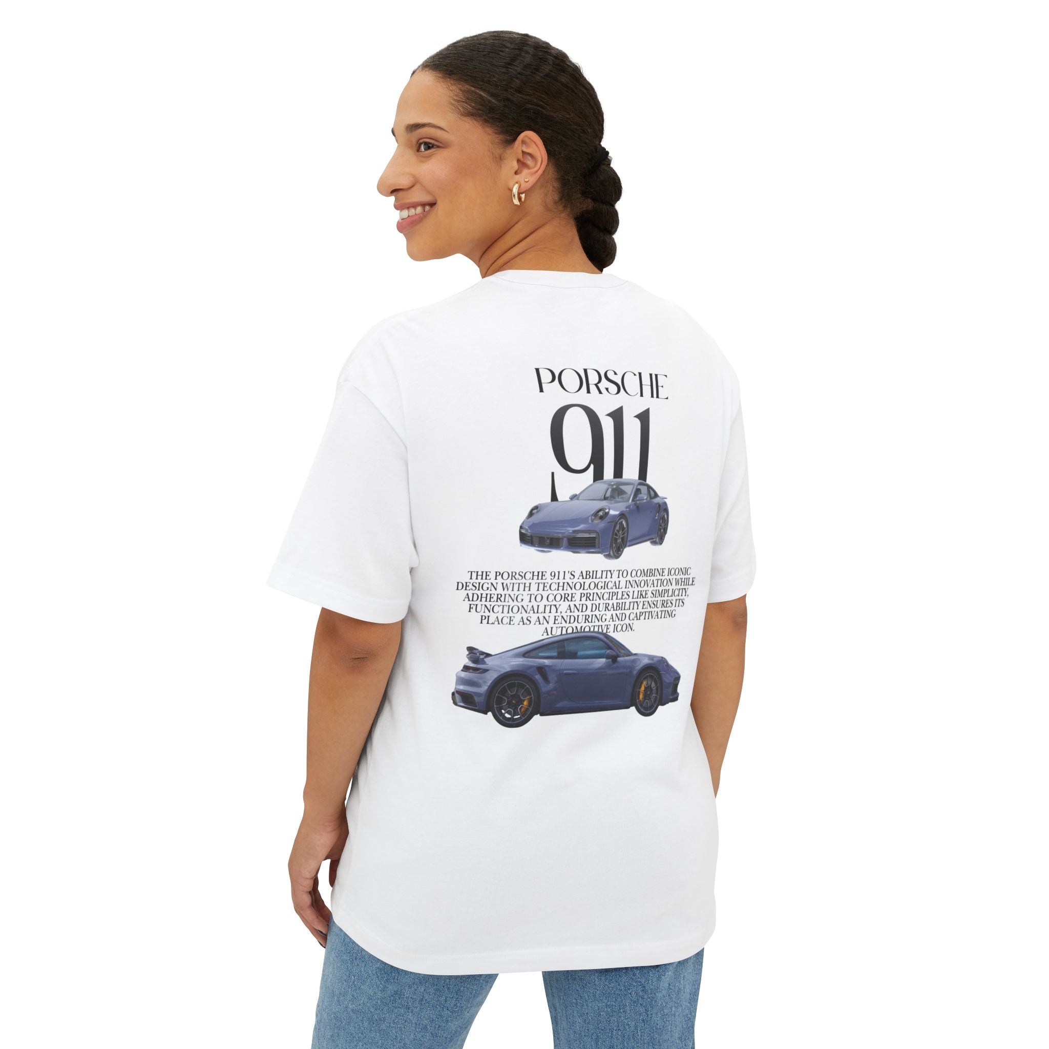 Porsche 911 turbo s unisex, boxy white tee oversized